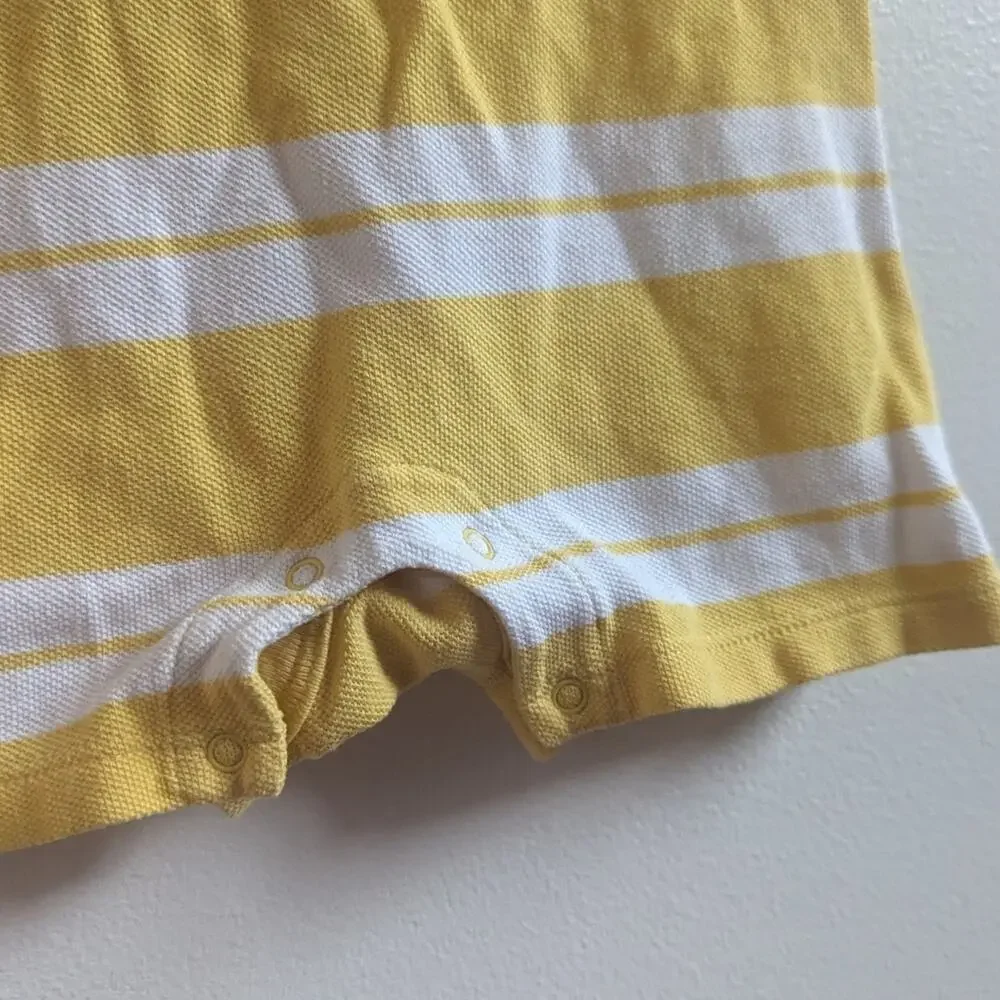 Ralph Lauren Polo Pony Romper Boys 18m Yellow Stripe Preppy